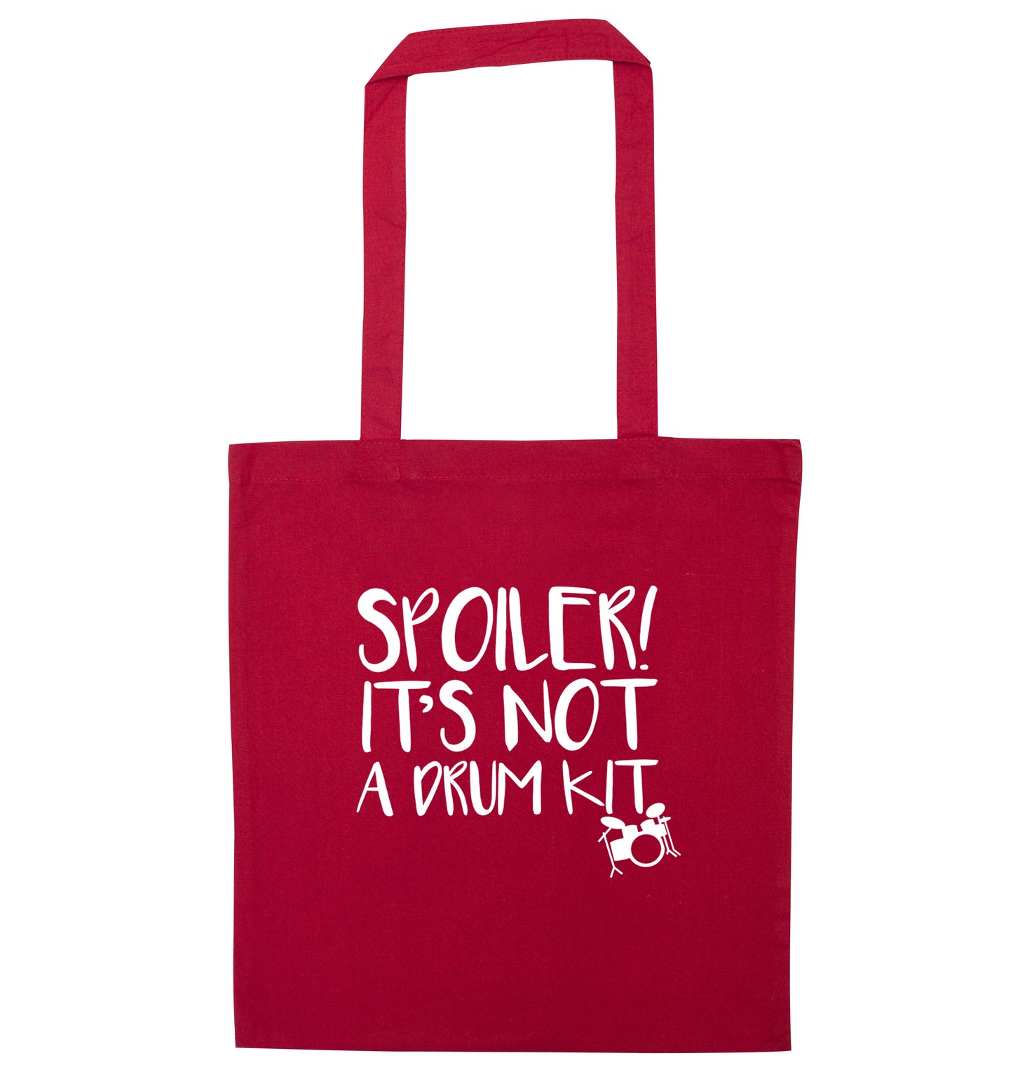 Spoiler it's not a drum kit red tote bag