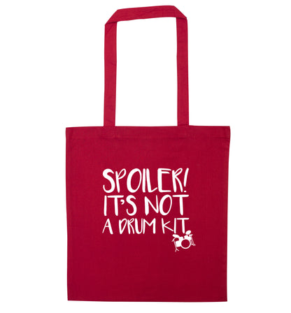 Spoiler it's not a drum kit red tote bag