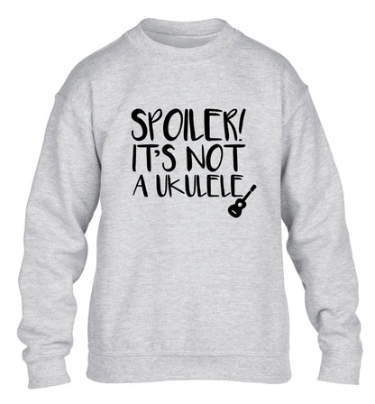 Spoiler it's not a ukulele children's grey sweater 12-13 Years