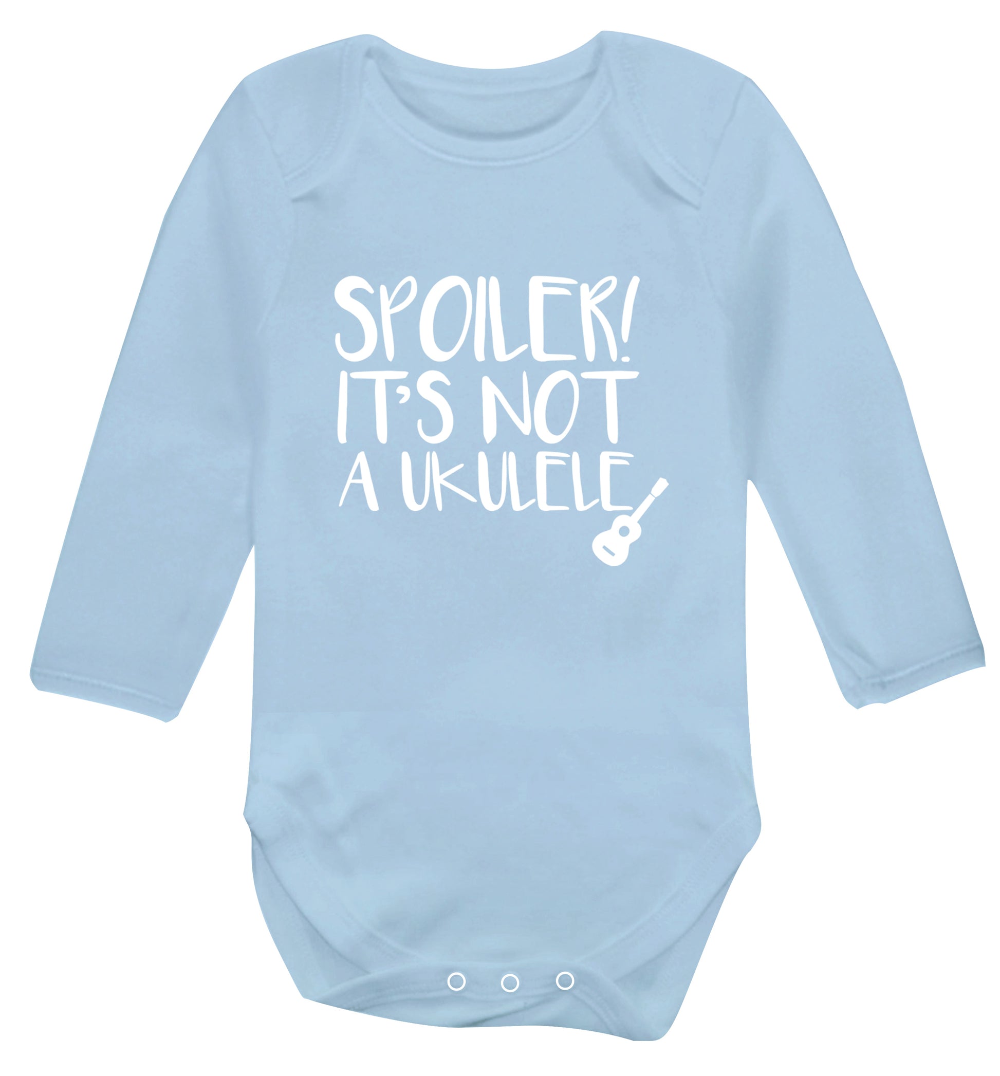 Spoiler it's not a ukulele Baby Vest long sleeved pale blue 6-12 months