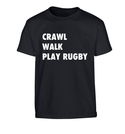 Eat, sleep, play rugby Children's black Tshirt 12-13 Years