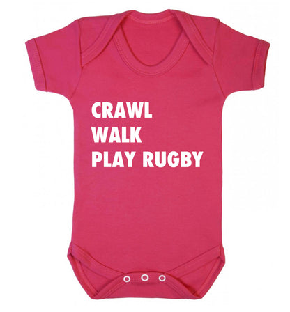 Eat, sleep, play rugby Baby Vest dark pink 18-24 months