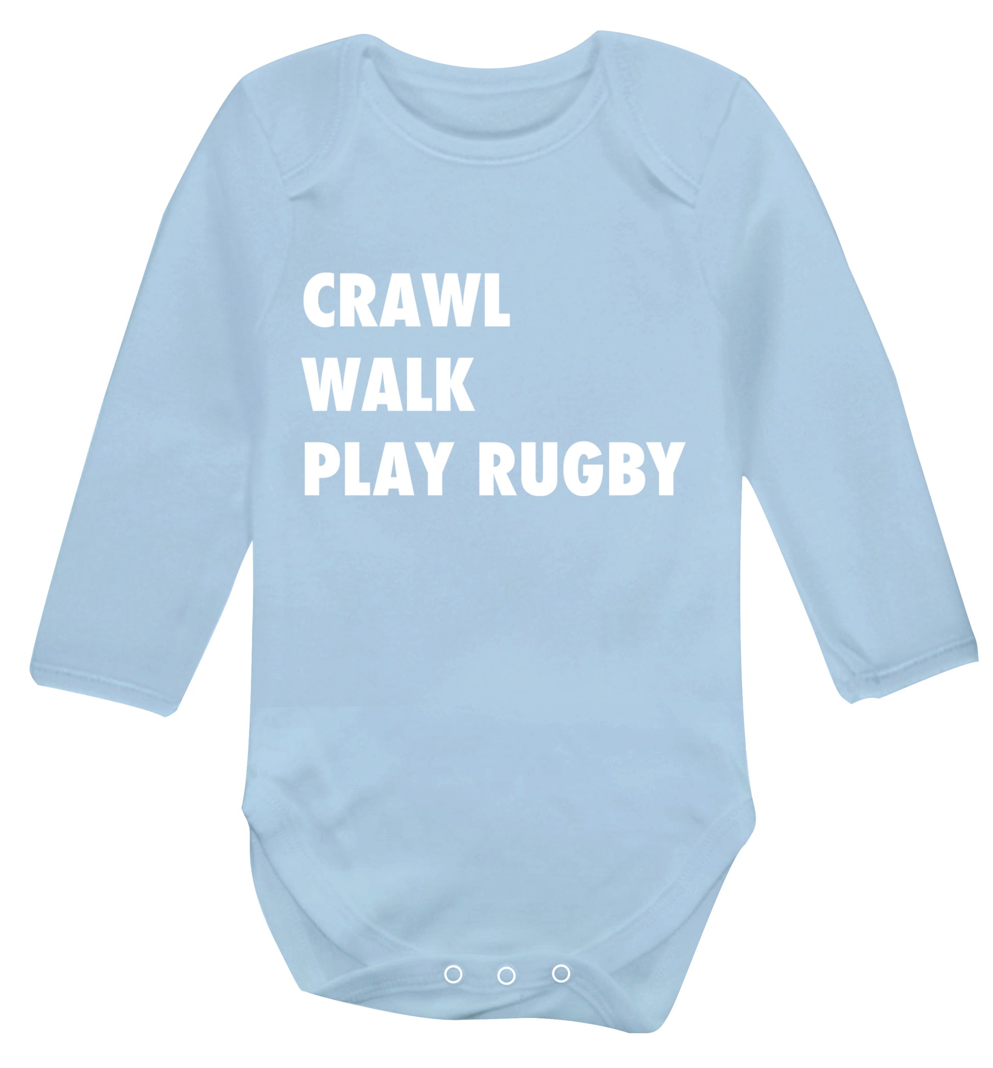 Eat, sleep, play rugby Baby Vest long sleeved pale blue 6-12 months