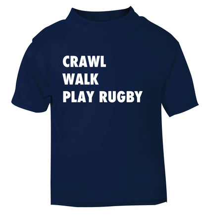 Eat, sleep, play rugby navy Baby Toddler Tshirt 2 Years