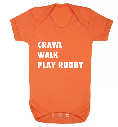 Eat, sleep, play rugby Baby Vest orange 18-24 months