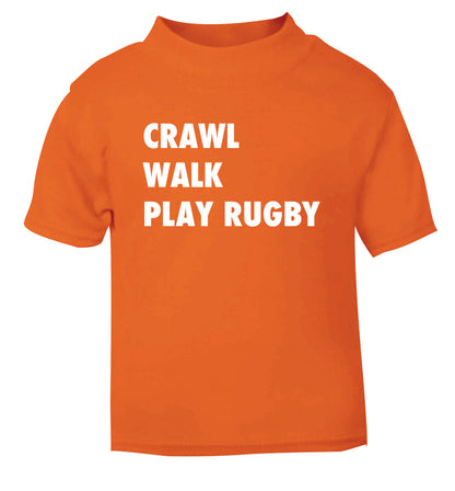 Eat, sleep, play rugby orange Baby Toddler Tshirt 2 Years