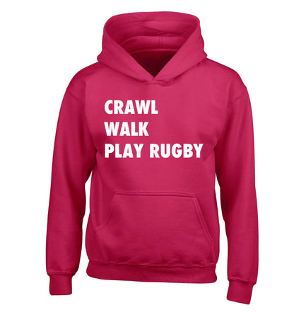 Eat, sleep, play rugby children's pink hoodie 12-13 Years