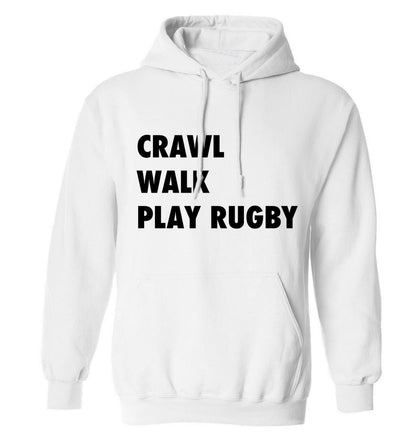 Eat, sleep, play rugby adults unisex white hoodie 2XL