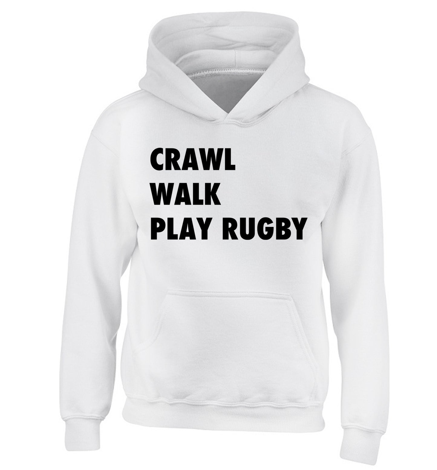 Eat, sleep, play rugby children's white hoodie 12-13 Years