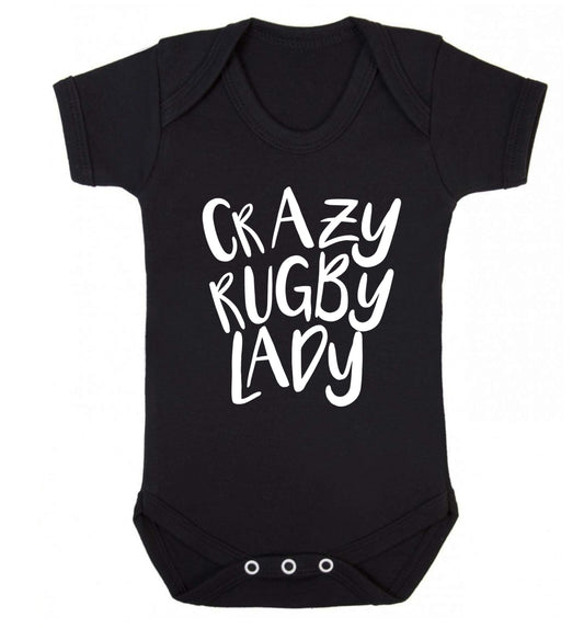 Crazy rugby lady Baby Vest black 18-24 months