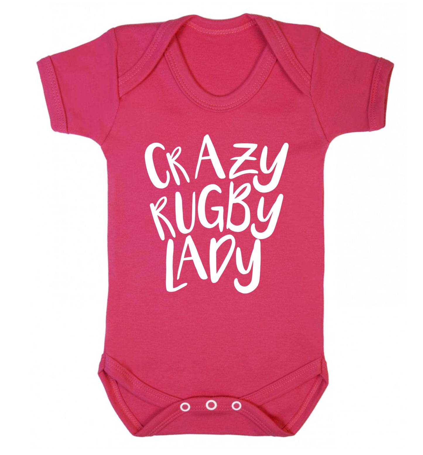 Crazy rugby lady Baby Vest dark pink 18-24 months