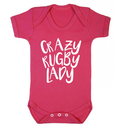 Crazy rugby lady Baby Vest dark pink 18-24 months