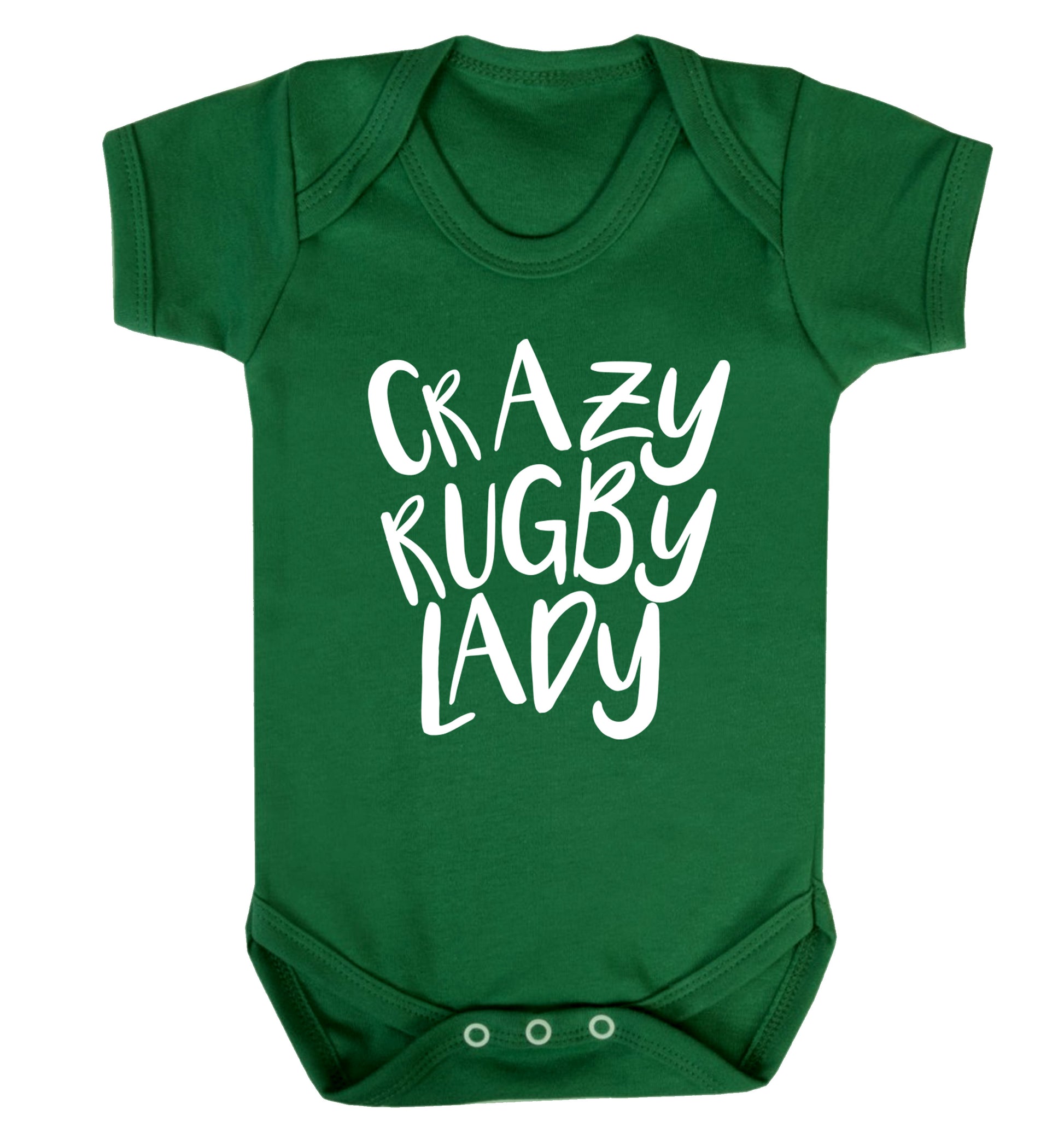 Crazy rugby lady Baby Vest green 18-24 months