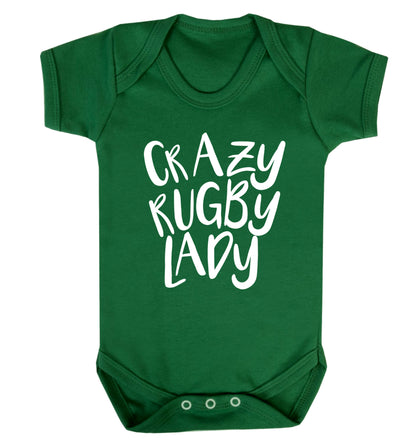 Crazy rugby lady Baby Vest green 18-24 months