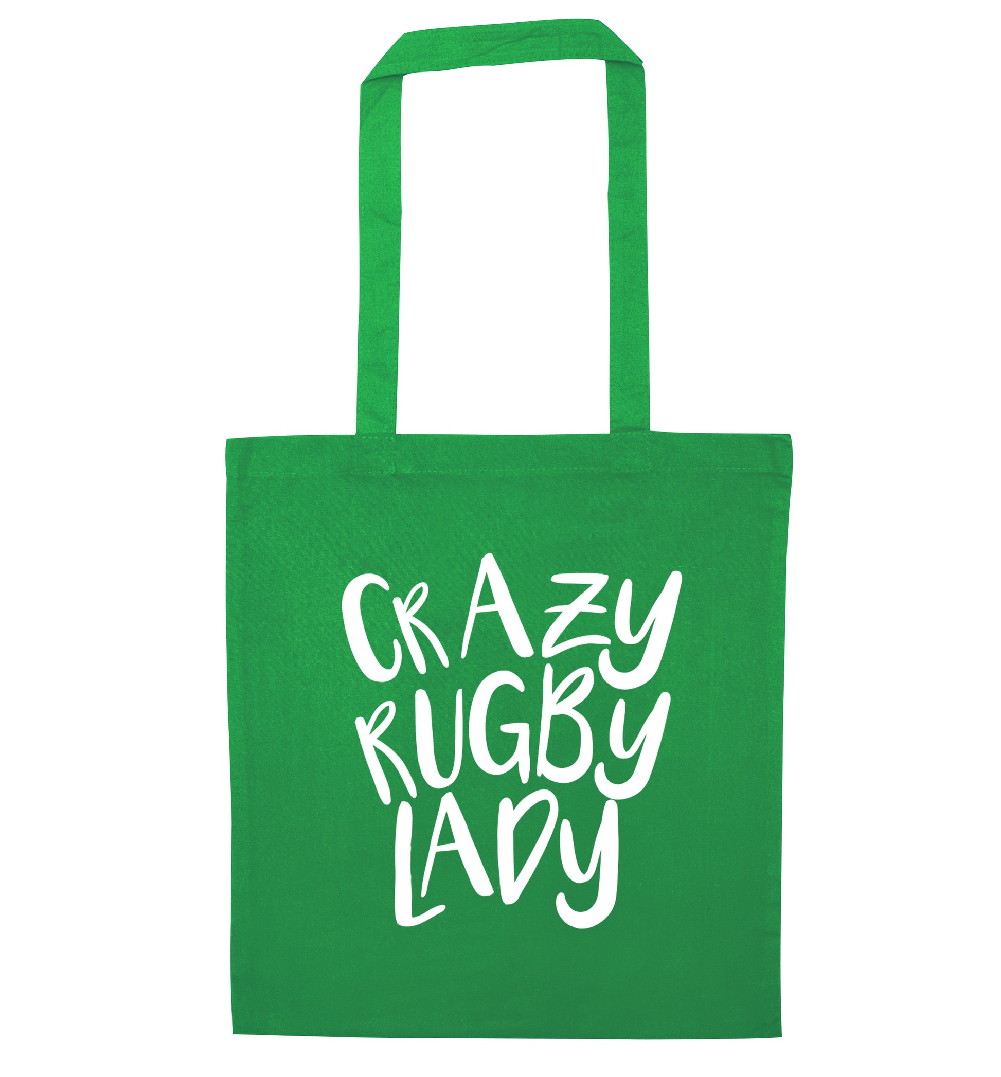 Crazy rugby lady green tote bag