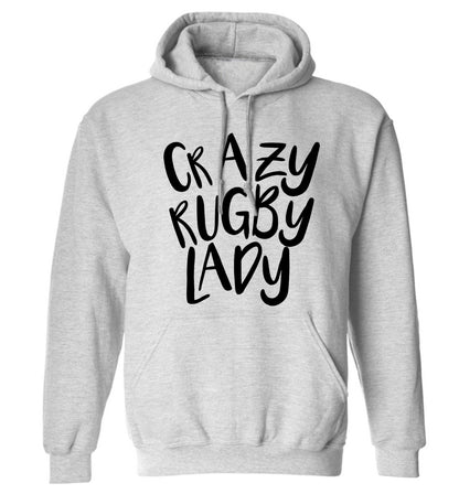 Crazy rugby lady adults unisex grey hoodie 2XL