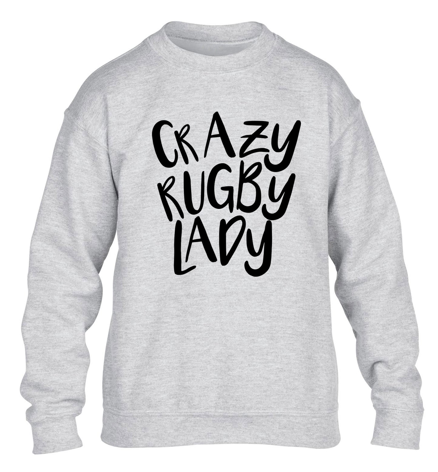 Crazy rugby lady children's grey sweater 12-13 Years