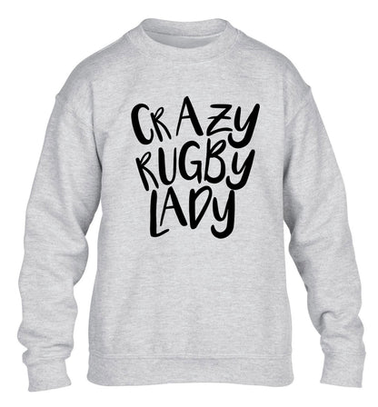 Crazy rugby lady children's grey sweater 12-13 Years