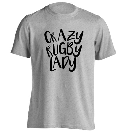 Crazy rugby lady adults unisex grey Tshirt 2XL