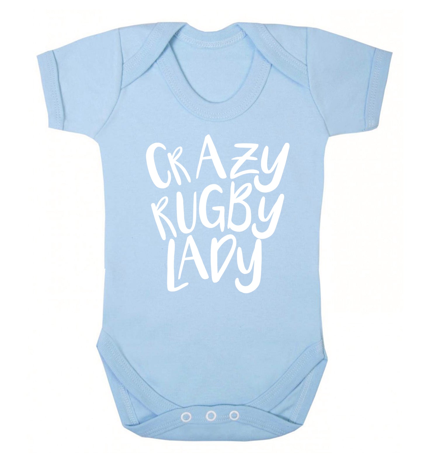Crazy rugby lady Baby Vest pale blue 18-24 months