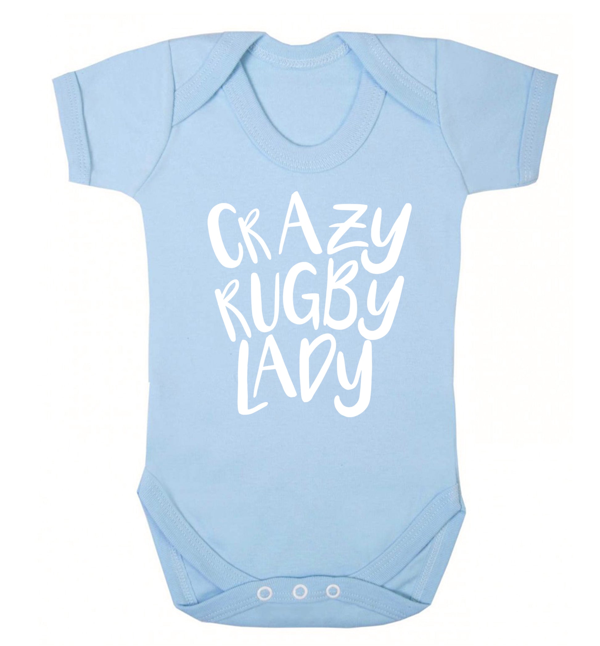 Crazy rugby lady Baby Vest pale blue 18-24 months
