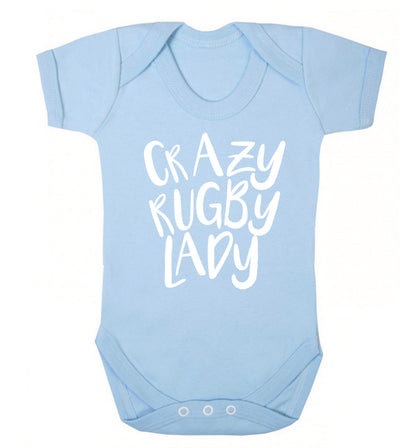 Crazy rugby lady Baby Vest pale blue 18-24 months