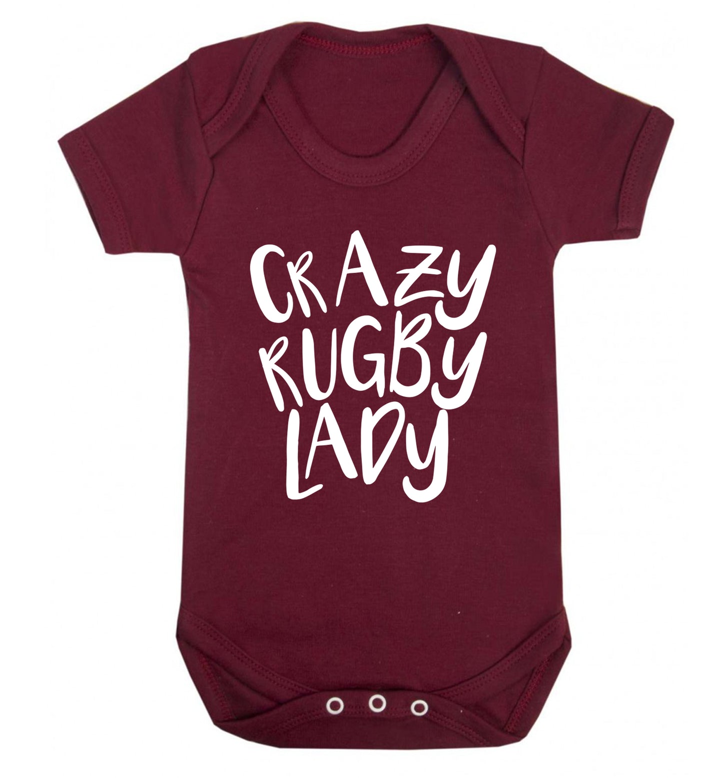 Crazy rugby lady Baby Vest maroon 18-24 months