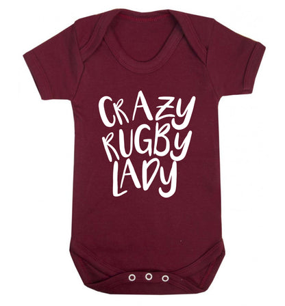 Crazy rugby lady Baby Vest maroon 18-24 months