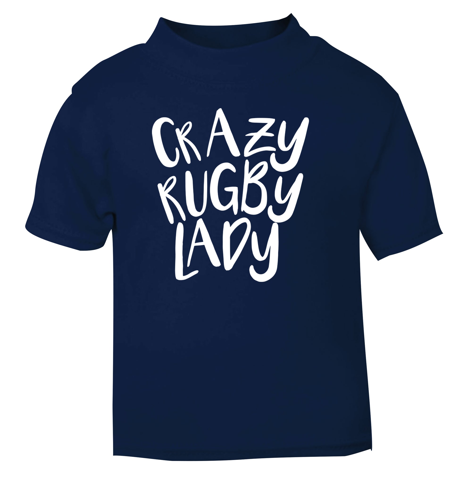 Crazy rugby lady navy Baby Toddler Tshirt 2 Years