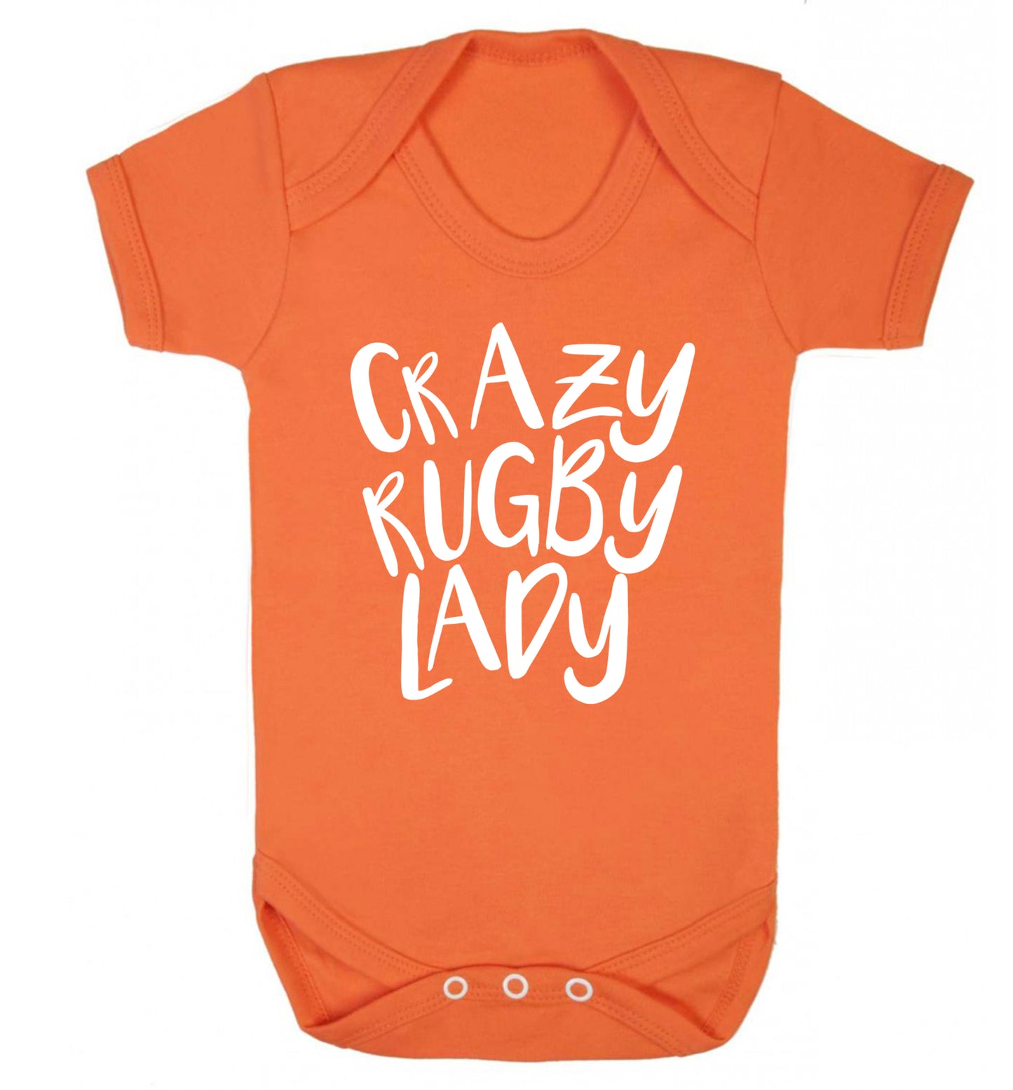 Crazy rugby lady Baby Vest orange 18-24 months