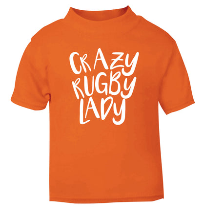 Crazy rugby lady orange Baby Toddler Tshirt 2 Years