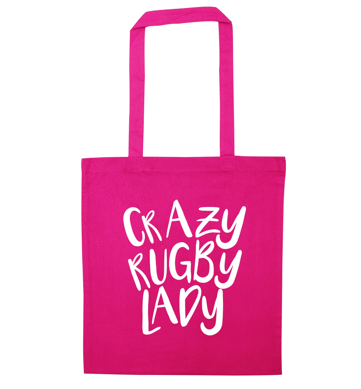 Crazy rugby lady pink tote bag