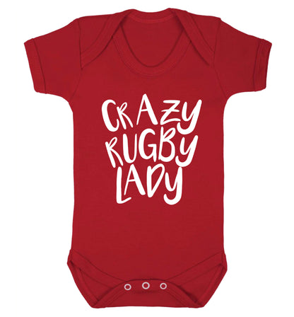 Crazy rugby lady Baby Vest red 18-24 months