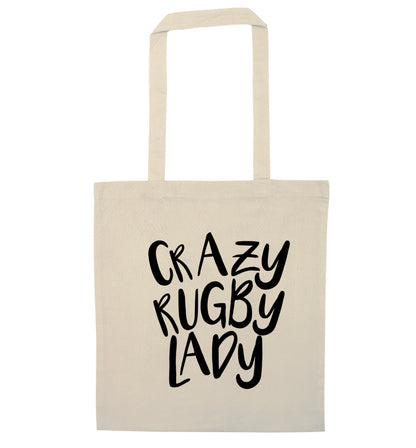Crazy rugby lady natural tote bag