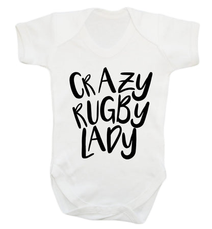 Crazy rugby lady Baby Vest white 18-24 months