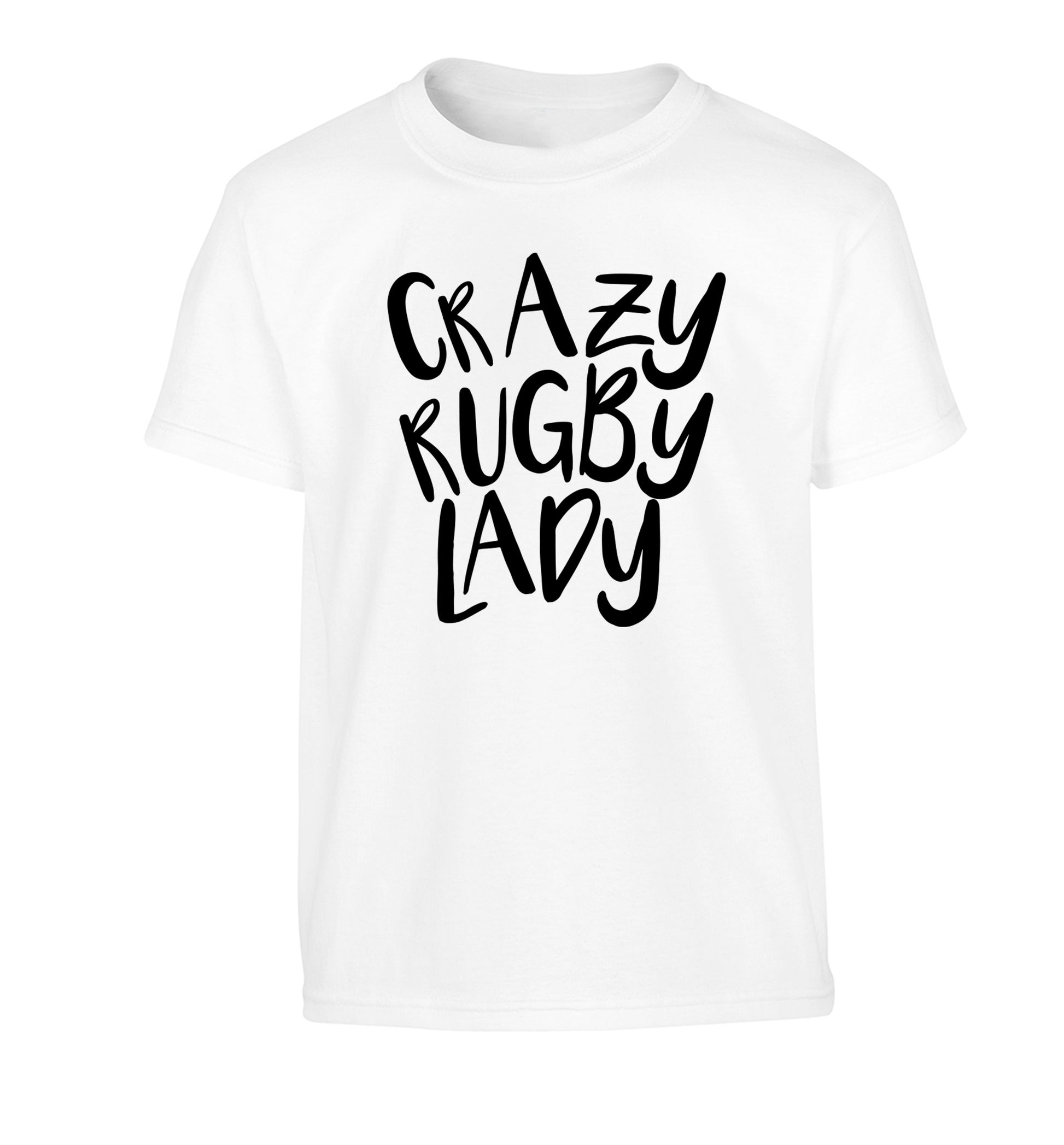 Crazy rugby lady Children's white Tshirt 12-13 Years
