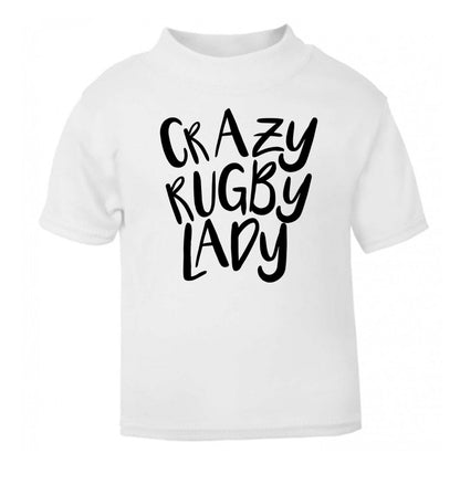 Crazy rugby lady white Baby Toddler Tshirt 2 Years