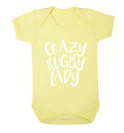 Crazy rugby lady Baby Vest pale yellow 18-24 months