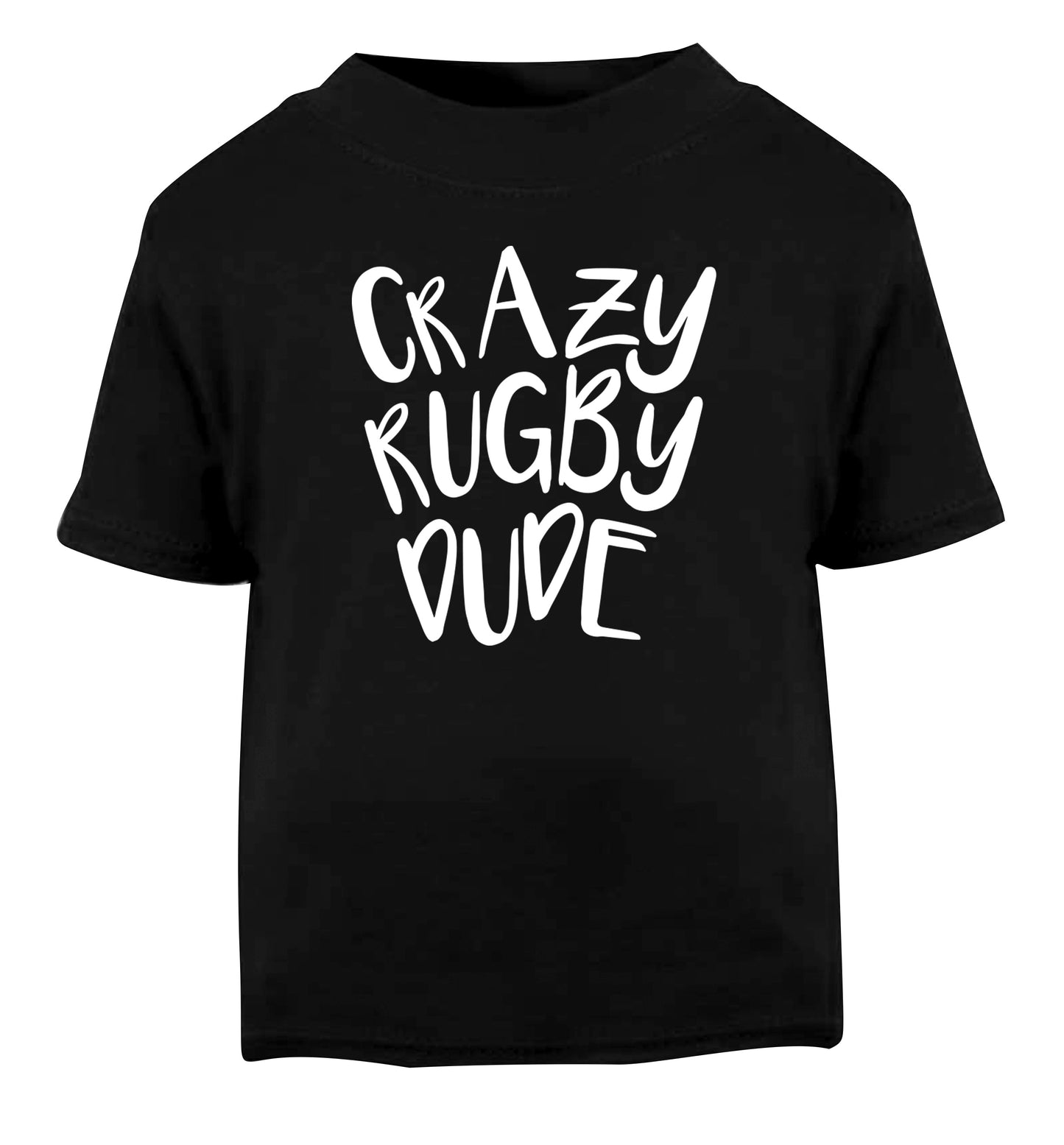Crazy rugby dude Black Baby Toddler Tshirt 2 years