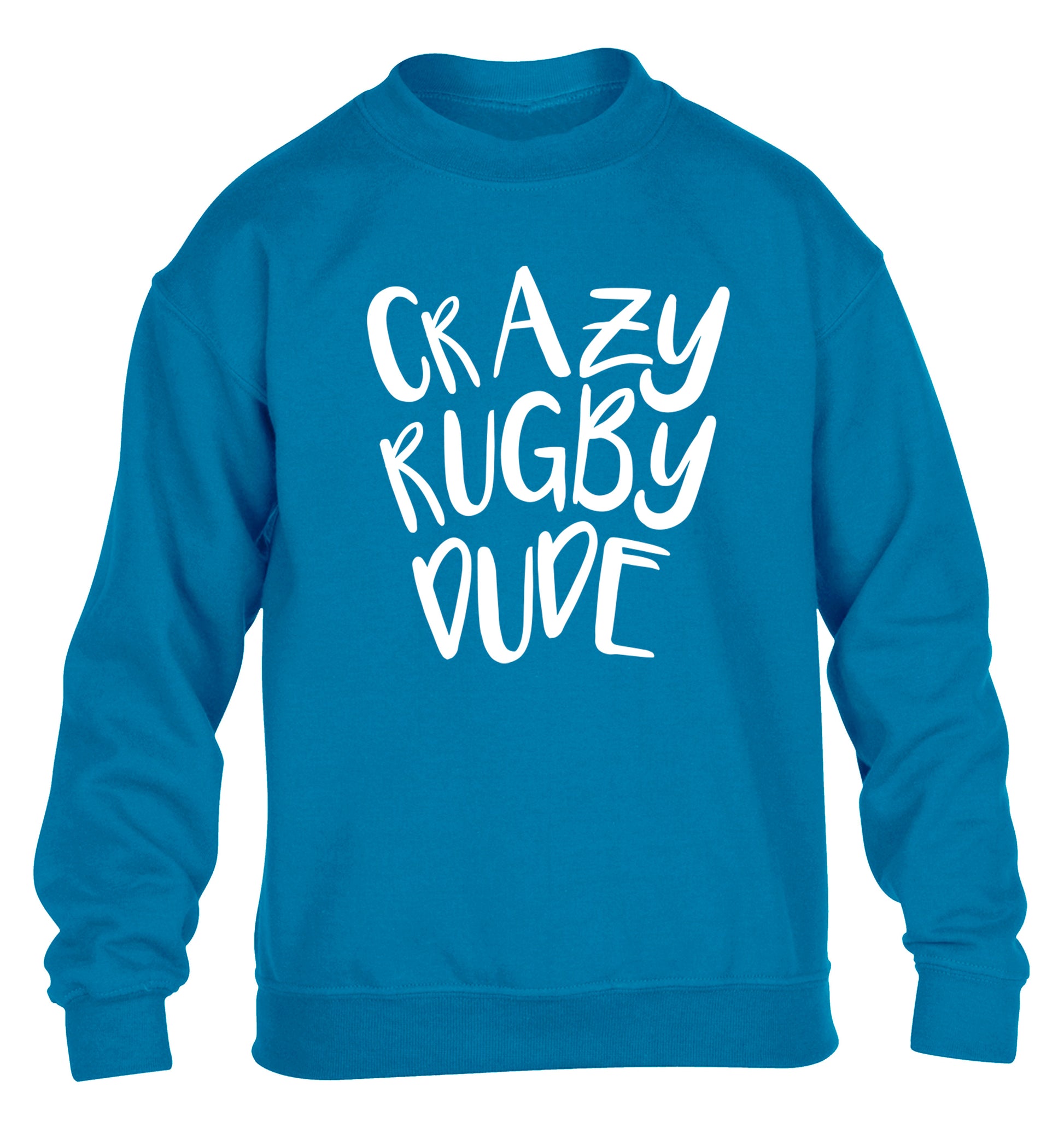Crazy rugby dude children's blue sweater 12-13 Years