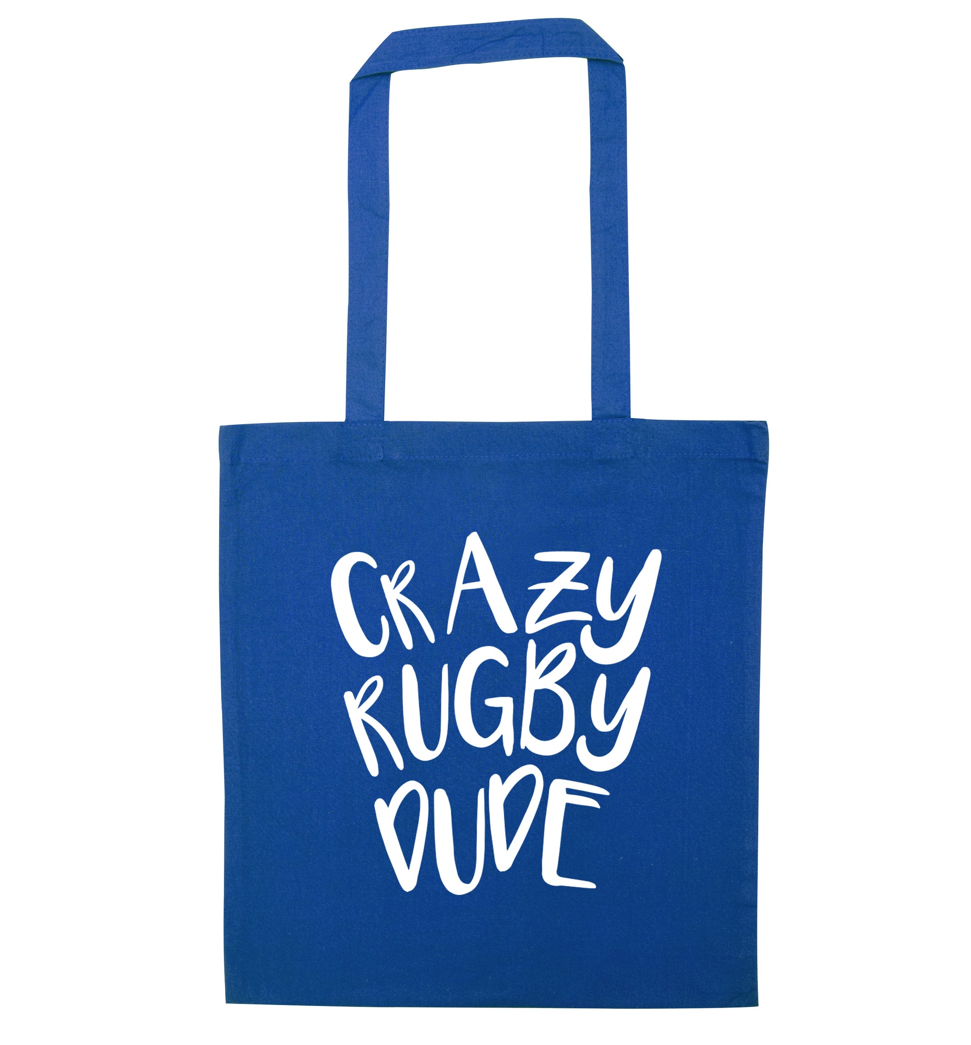 Crazy rugby dude blue tote bag