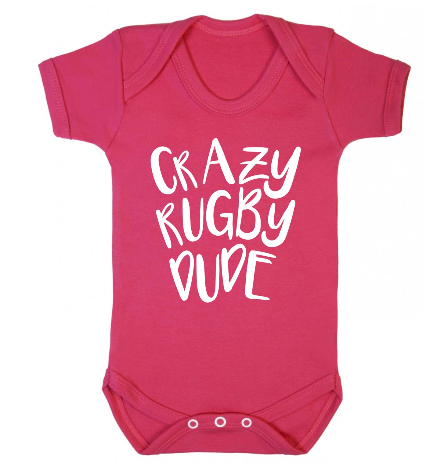 Crazy rugby dude Baby Vest dark pink 18-24 months