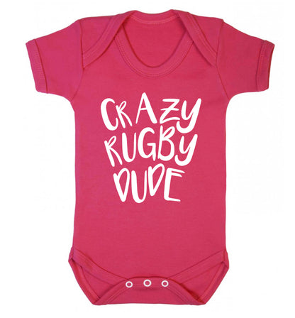 Crazy rugby dude Baby Vest dark pink 18-24 months