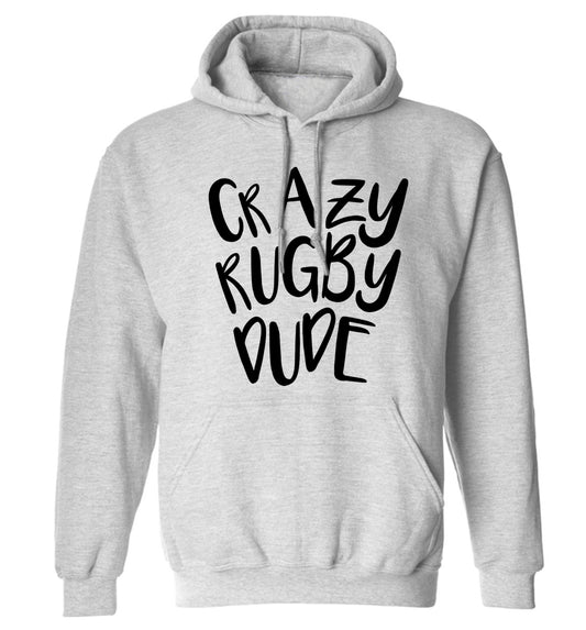 Crazy rugby dude adults unisex grey hoodie 2XL