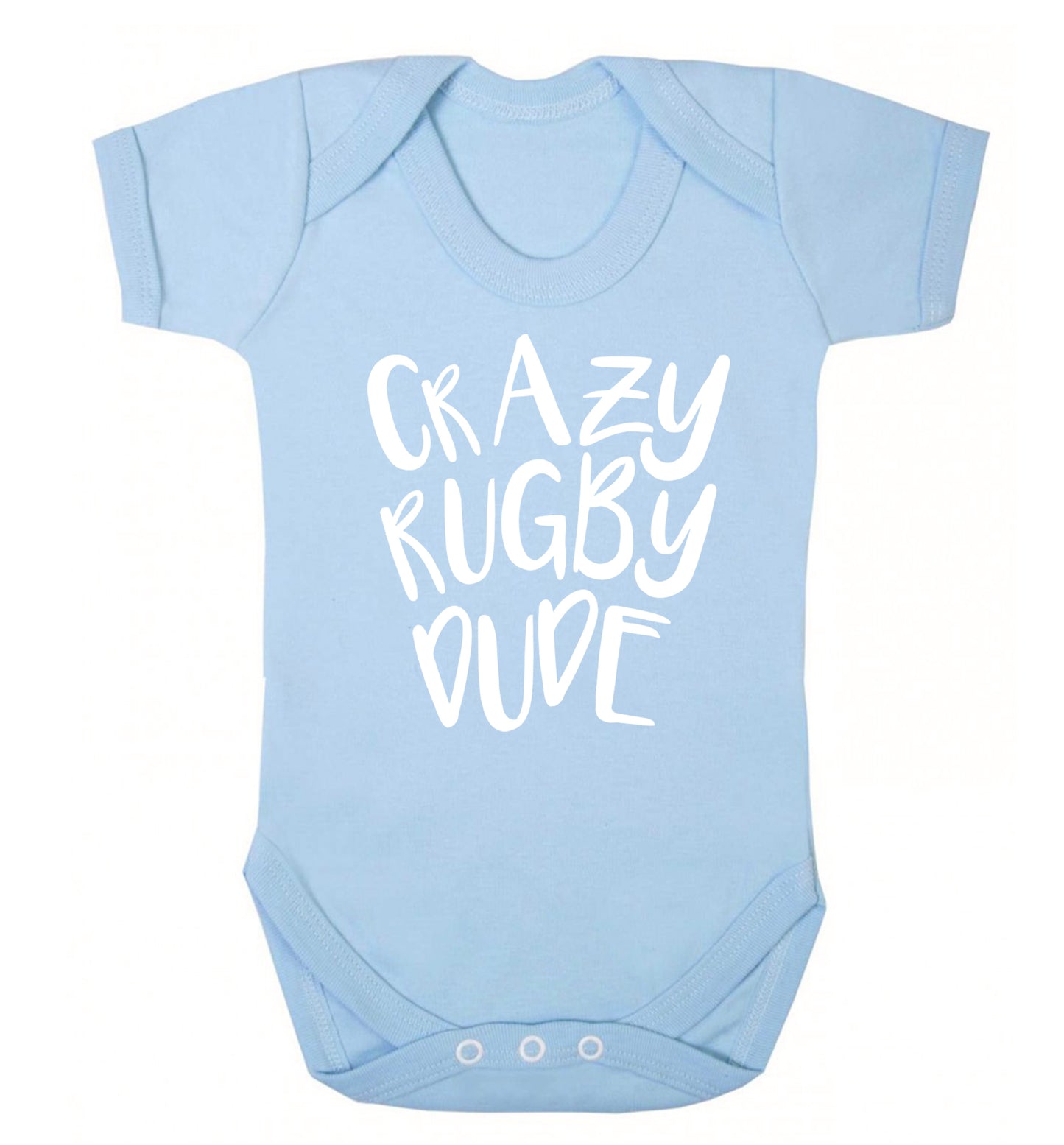 Crazy rugby dude Baby Vest pale blue 18-24 months