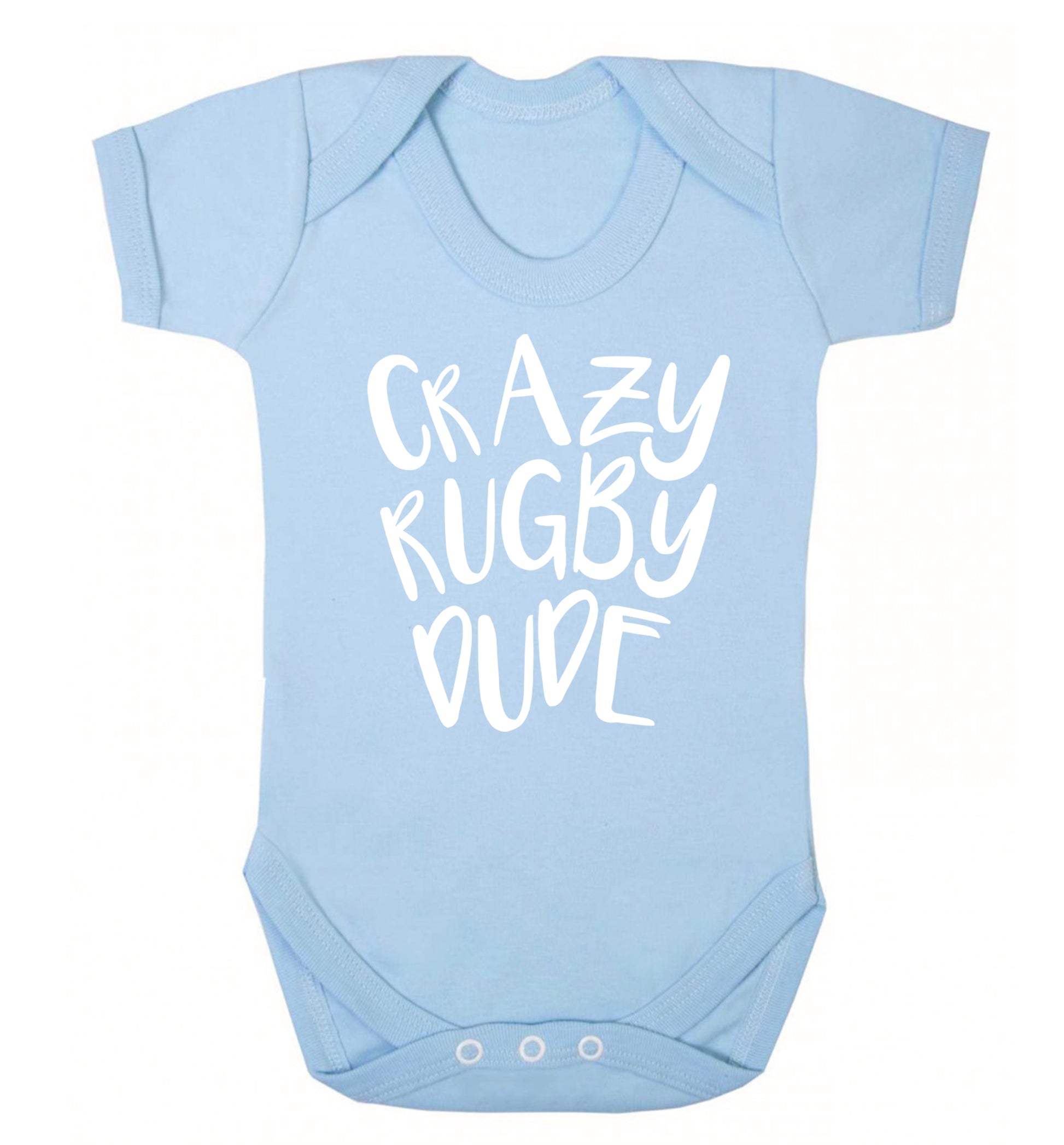 Crazy rugby dude Baby Vest pale blue 18-24 months