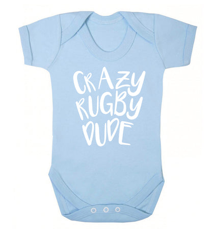 Crazy rugby dude Baby Vest pale blue 18-24 months