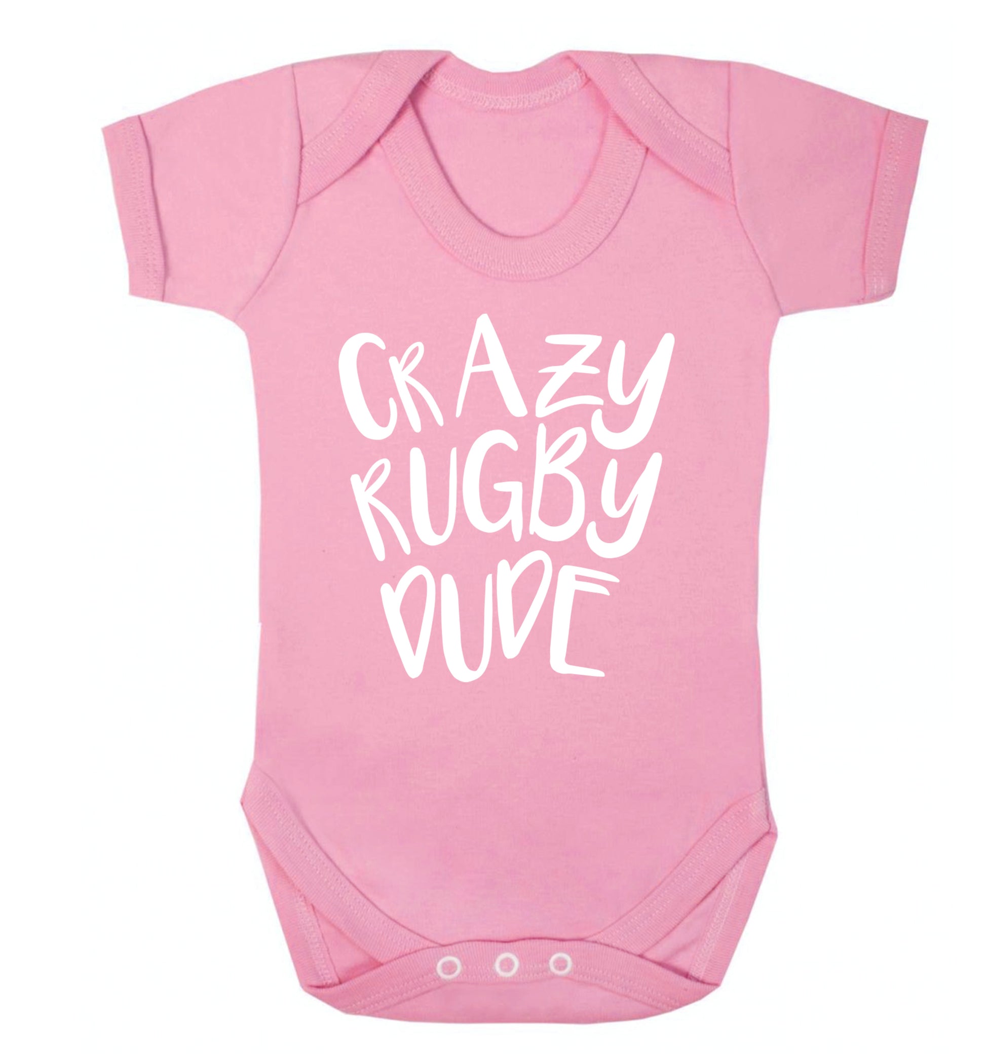 Crazy rugby dude Baby Vest pale pink 18-24 months