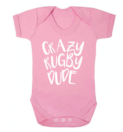 Crazy rugby dude Baby Vest pale pink 18-24 months