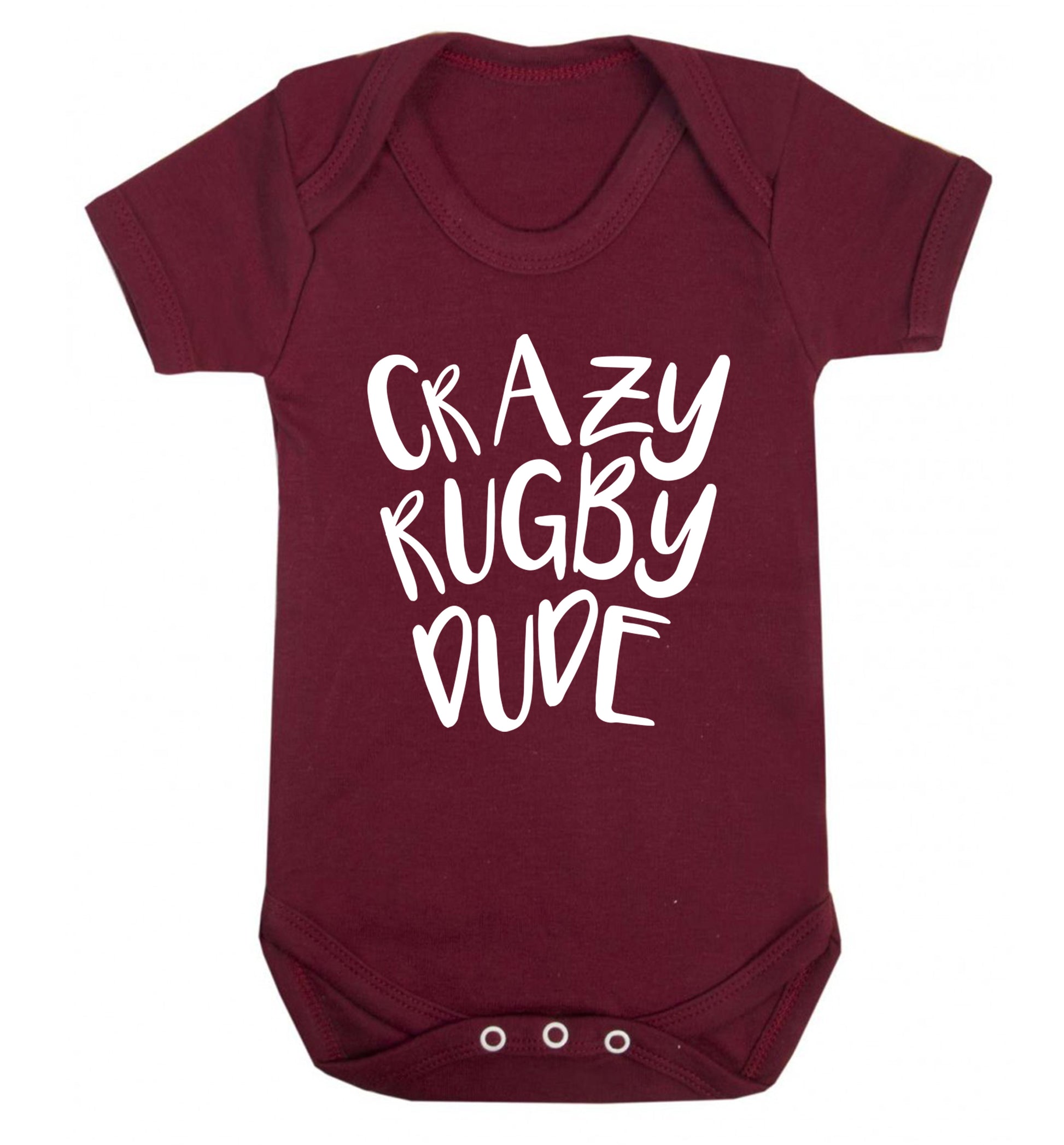 Crazy rugby dude Baby Vest maroon 18-24 months